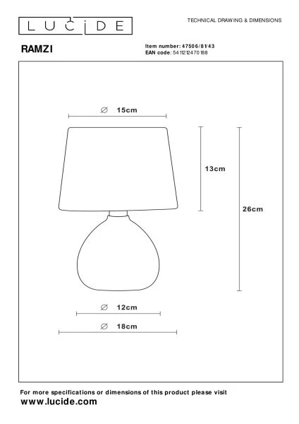 Lucide RAMZI - Tischlampe - Ø 18 cm - 1xE14 - Braun - technisch